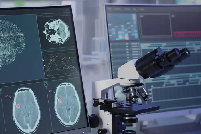 microscope with monitors