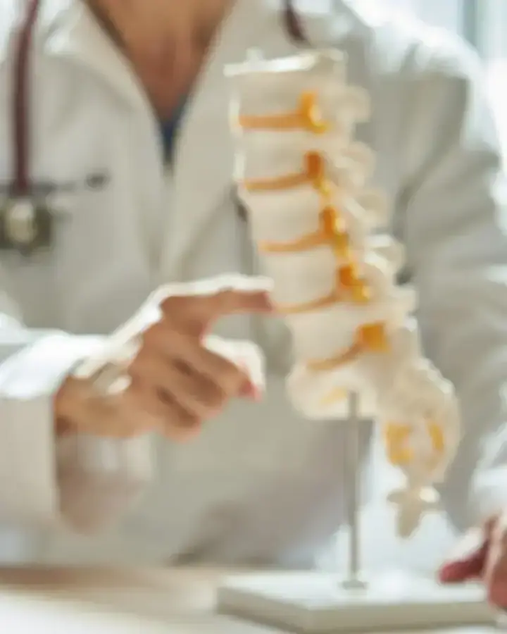doctor with spine model and patient